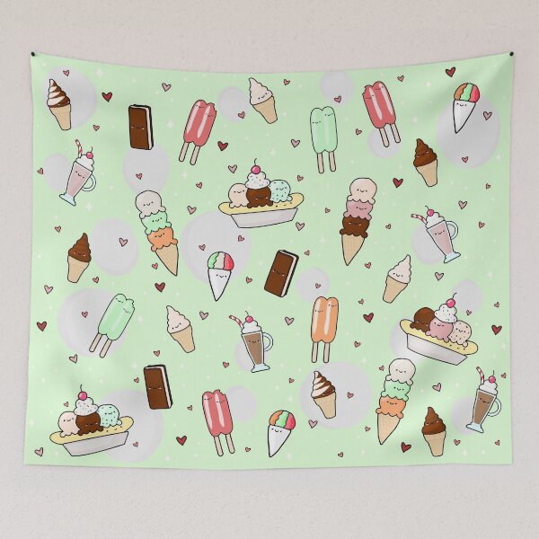 Item preview, Cutesy Ice Cream Pattern Pastel Green designed and sold by Maple Design Studio.