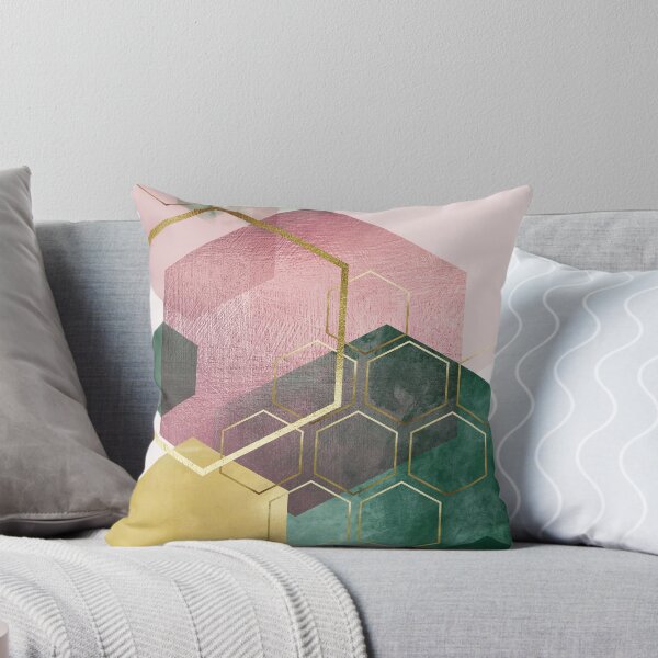 Item preview, Emerald Green and Pink Geo No 3 designed and sold by UrbanEpiphany.