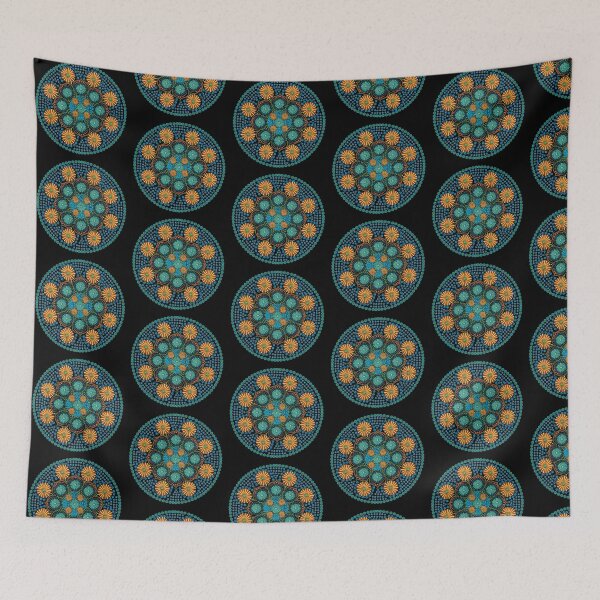Item preview, Dotted Pinwheel Mandala Blue and Orange designed and sold by Cedarrue.