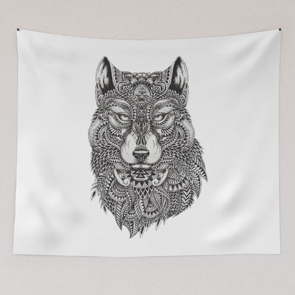 Item preview, Cool Wolf Face Detailed Artistic Tee Womens Mens Boys designed and sold by NancyxEasSHOP.