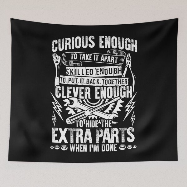 Item preview, Curious Skilled And Clever  Funny Car Auto Truck Mechanic designed and sold by NancyxEasSHOP.