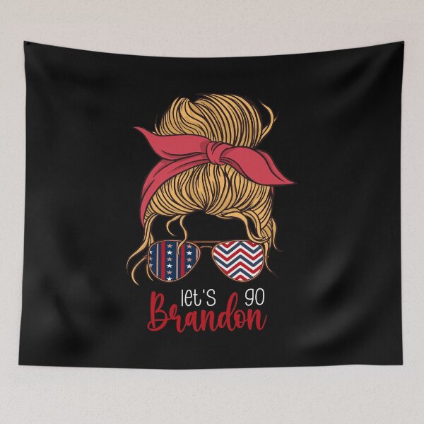 Item preview, Funny Let's Go Braden Brandon US Flag Messy Bun design designed and sold by Merchking1.