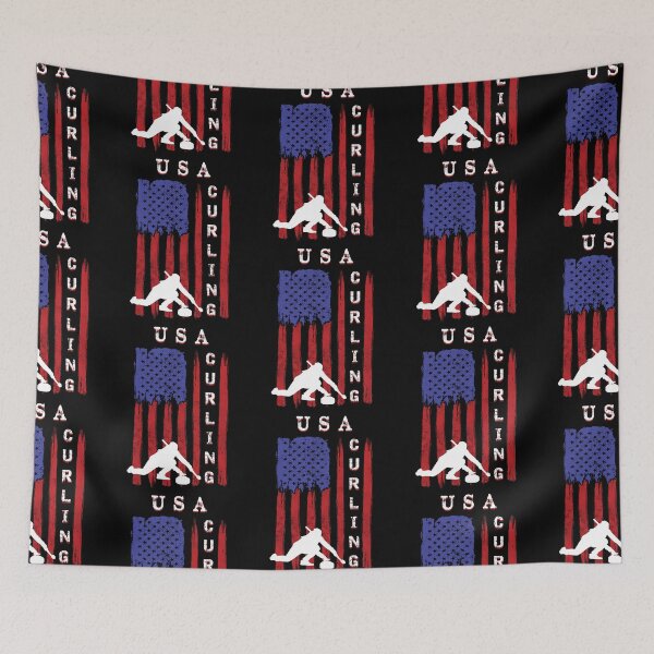 Item preview, USA Curling - Vintage Winter Sports Lovers designed and sold by R&BApparel.