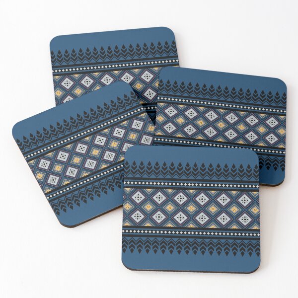 Item preview, geometric tribal pattern vector pattern in folk patterns focus on blue tones designed and sold by NatTaneas.