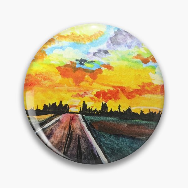 Item preview, Country Road Sunset Drive watercolor painting  designed and sold by MagicGnome47.