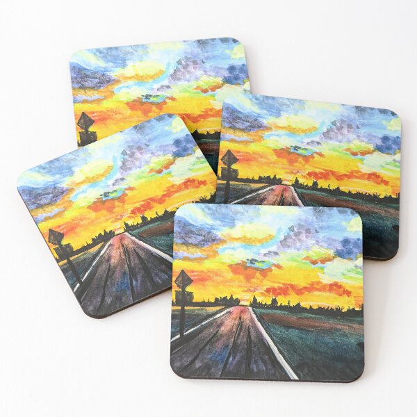 Item preview, Country Road Sunset Drive watercolor painting  designed and sold by MagicGnome47.