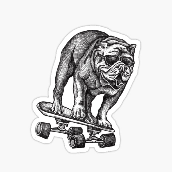 Bulldog Skateboarding" Sticker for Sale ArtistEyeDesign | Redbubble