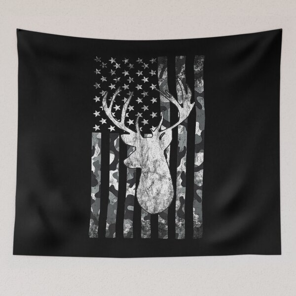 Item preview, Deer Hunting Snow Camo Flag Whitetail Buck designed and sold by NancyxEasSHOP.