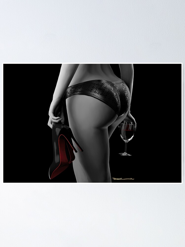 Sexy lady in red panties lingerie canvas wall art picture print