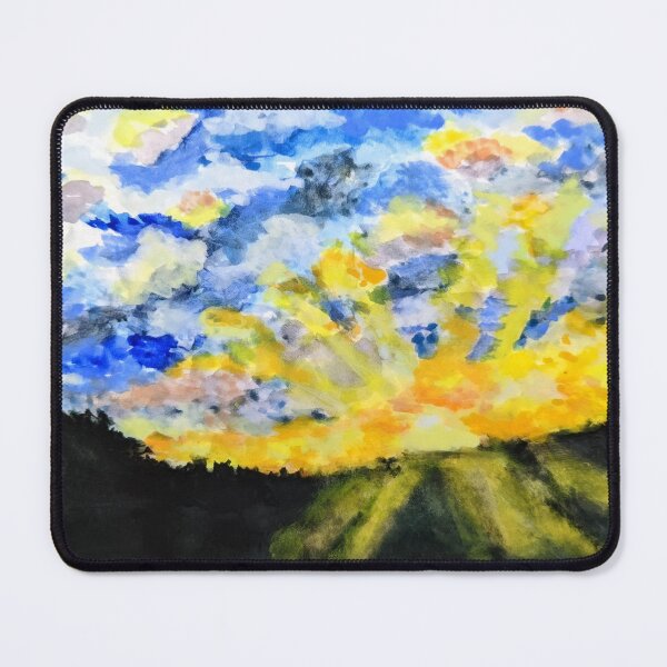 Item preview, Sunset Burst In Blue and Yellow, watercolor painting  designed and sold by MagicGnome47.