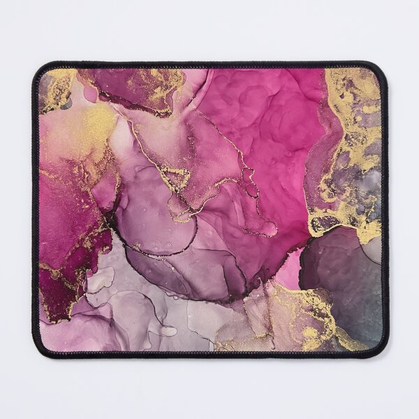 Purple and Gold Alcohol Ink Art Mouse Pad
