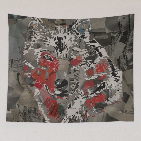 Item preview, Leader Of the Pack Abstract Paper Vintage Collage Art Wolf Head- Abstract Wolf head designed and sold by MAEffects.