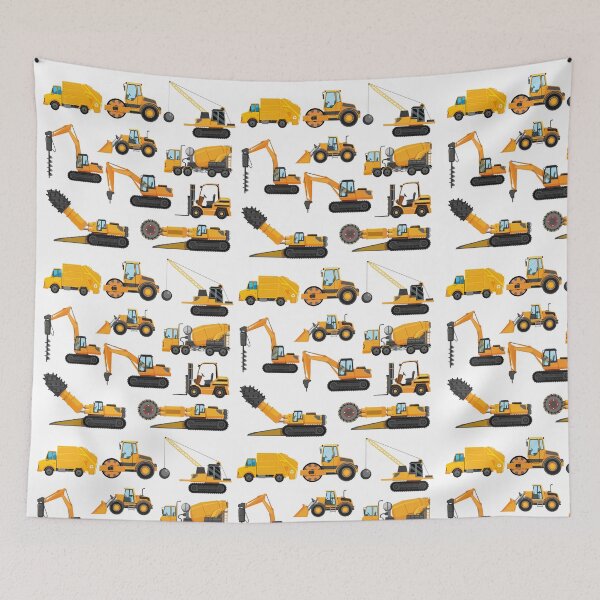 Item preview, Different types of construction trucks and excavators designed and sold by HelloFromAja.