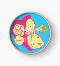 Electric Banana Monkey Pattern Clock
