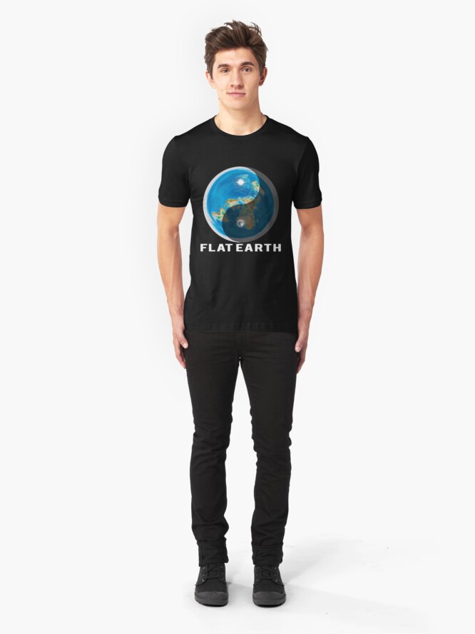 Alternate view of Flat Earth Yin and Yang Slim Fit T-Shirt