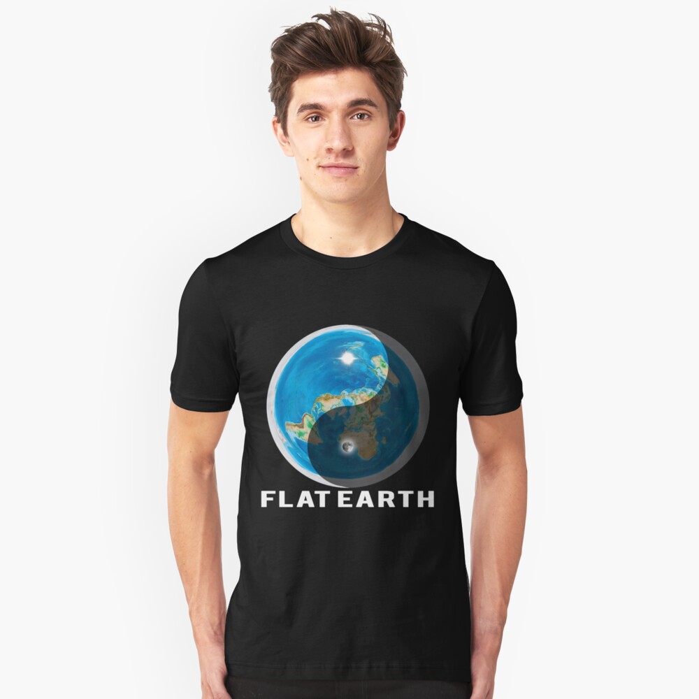 Flat Earth Yin and Yang Slim Fit T-Shirt