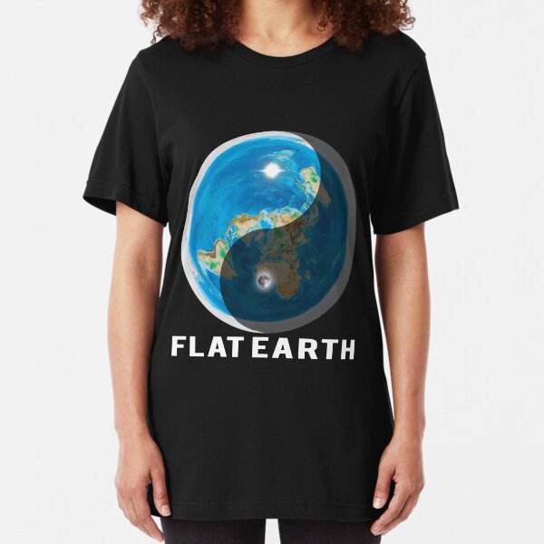 Flat Earth Yin and Yang Slim Fit T-Shirt