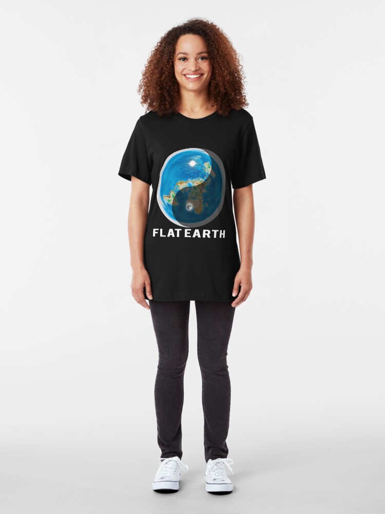 Alternate view of Flat Earth Yin and Yang Slim Fit T-Shirt