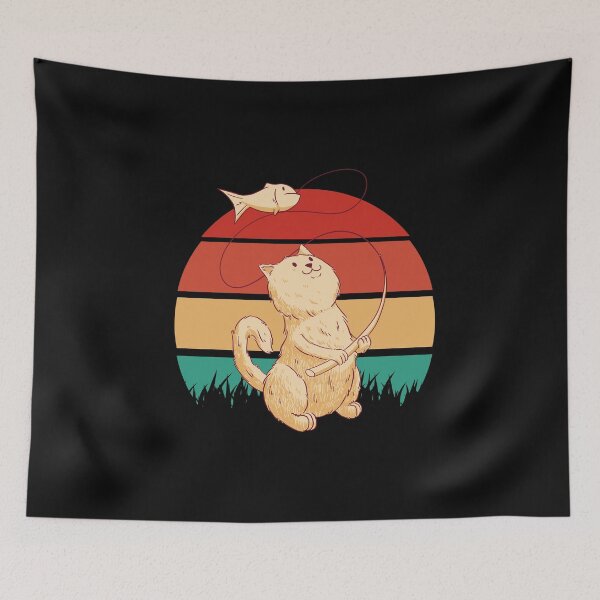 Item preview, Cat Fishing Retro Sunset designed and sold by DerSenat.