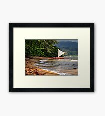 A sailboat In Hanalei Bay Framed Print