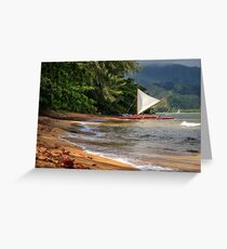 A sailboat In Hanalei Bay Greeting Card