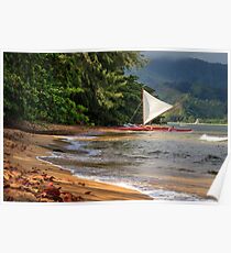 A sailboat In Hanalei Bay Poster