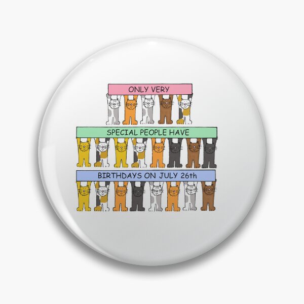 Item preview, July 26th Birthday Cartoon Cats Holding Banners designed and sold by KateTaylor.