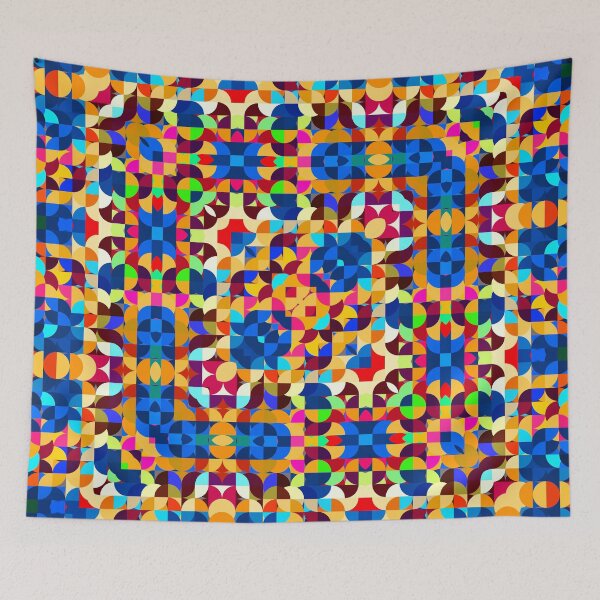 Item preview, Little Blue Orange and Red Curvy Geometric Shapes designed and sold by SeaChangeDesign.