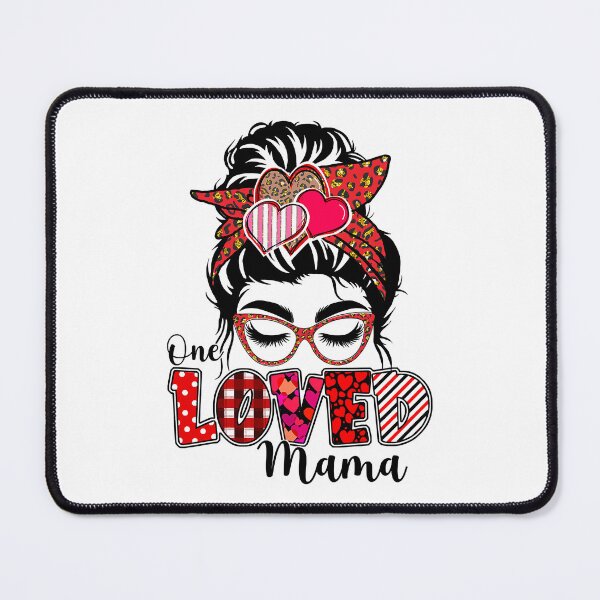 Item preview, One Loved Mama Funny Messy Bun Buffalo Plaid Valentines Day designed and sold by ryanbrian.