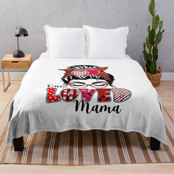 Item preview, One Loved Mama Funny Messy Bun Buffalo Plaid Valentines Day designed and sold by ryanbrian.