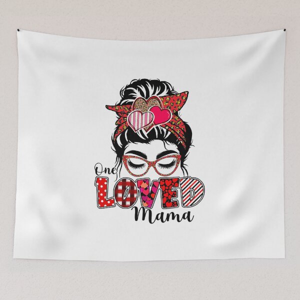 Item preview, One Loved Mama Funny Messy Bun Buffalo Plaid Valentines Day designed and sold by ryanbrian.