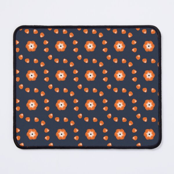 Item preview, Retro Orange Flower Print on a Navy Blue Background  designed and sold by thesnowwhyte.