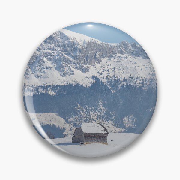 Item preview, Winter landscape with an old house and Bucegi mountains in the background designed and sold by sonyc.