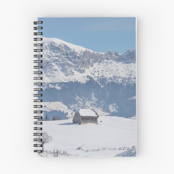 Item preview, Winter landscape with an old house and Bucegi mountains in the background designed and sold by sonyc.