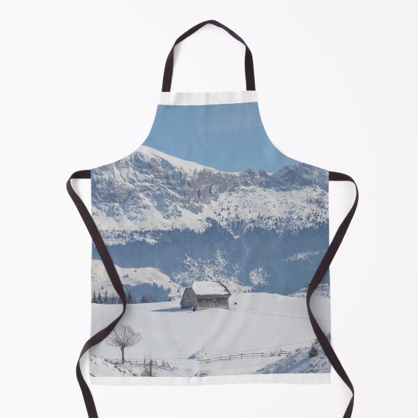 Item preview, Winter landscape with an old house and Bucegi mountains in the background designed and sold by sonyc.