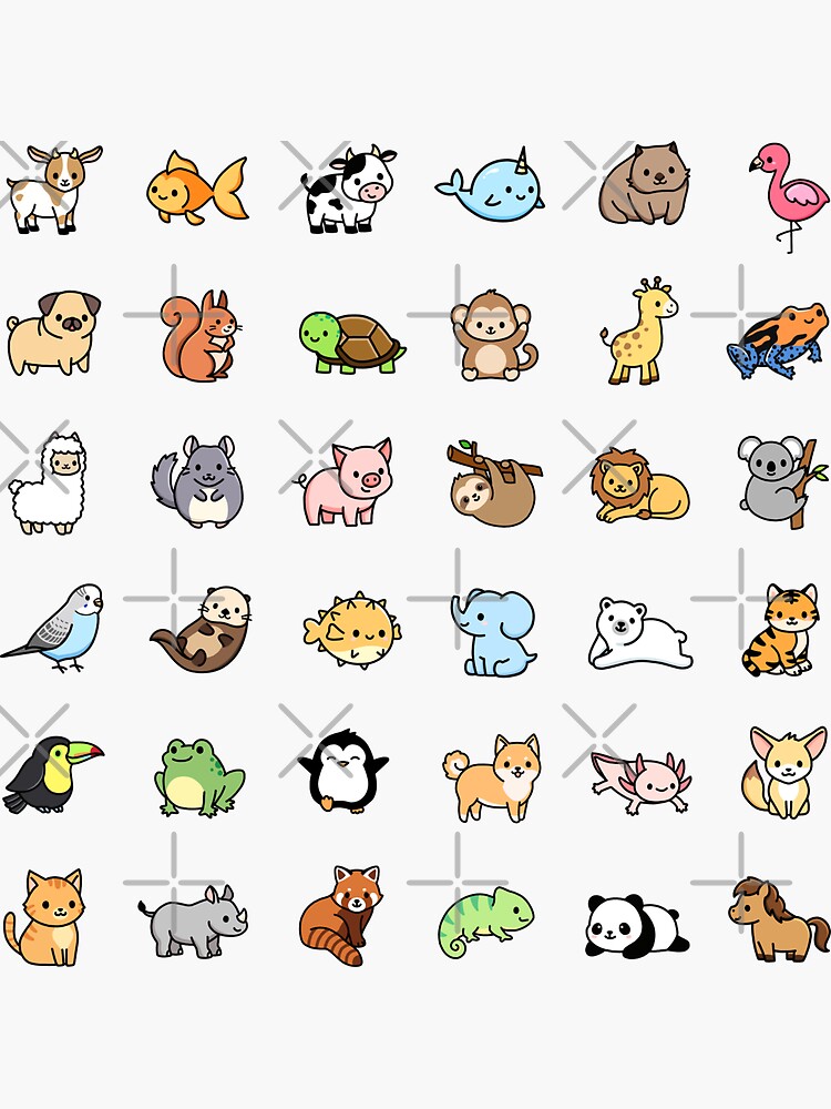 choose large sticker!* Mega Cute Animals #1 Sticker for Sale by