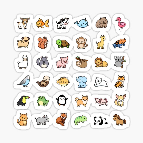 *choose large sticker!* Mega Cute Animals #1 Sticker for Sale by  littlemandyart