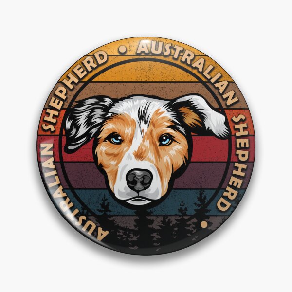 Item preview, Australian shepherd dog distressed sunset retro dog face design designed and sold by SamRVstore.