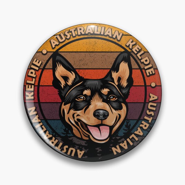 Item preview, Australian kelpie dog distressed sunset retro dog face design designed and sold by SamRVstore.