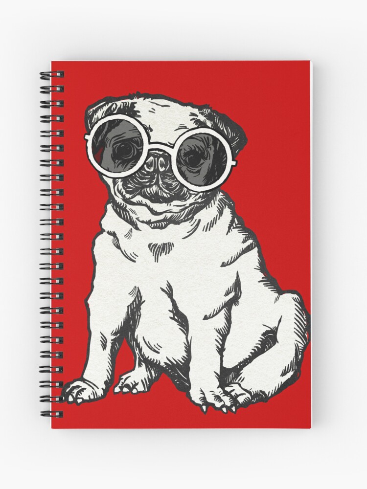 Glasses Pug Spiral Notebooks for Sale