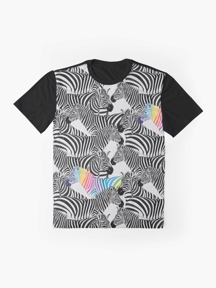 Thumbnail 4 of 5, Graphic T-Shirt, Stand With Pride Rainbow Zebras designed and sold by DelightfullyDo.
