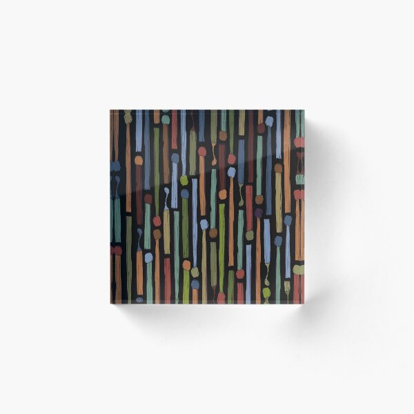 Matchstick Stripe in charcoal Acrylic Block
