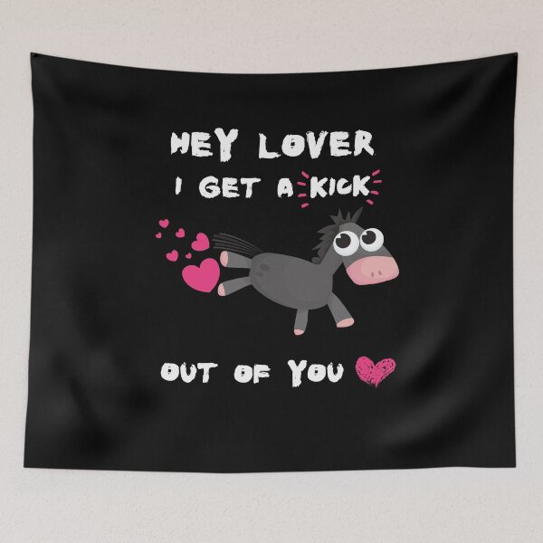 Item preview, Hey lover, I get a kick out of you,funny pun,cute donkey, lovers or valentines unisex shirt designed and sold by allycat57.