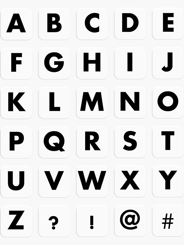 "Alphabet sticker pack " Sticker for Sale by powerpointer Redbubble