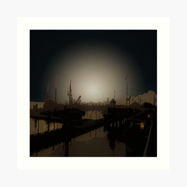Blue Canoe View (Steveston Harbour) Art Print