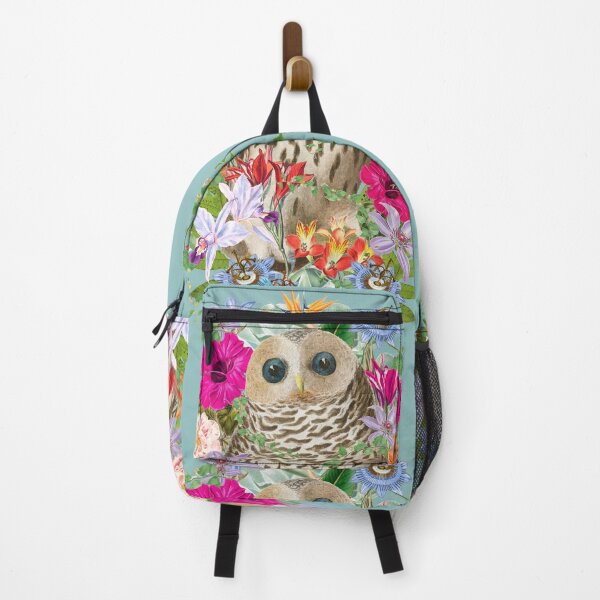 Item preview, Vintage Barred Owl, Hoot Owl In The Tropics And Beautiful Decorative Vintage Tropical Flowers designed and sold by TrulyEpoque.
