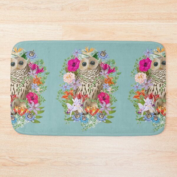 Item preview, Vintage Barred Owl, Hoot Owl In The Tropics And Beautiful Decorative Vintage Tropical Flowers designed and sold by TrulyEpoque.