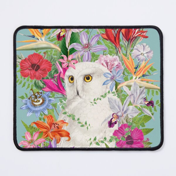 Item preview, Snowy Owl In The Tropics And Beautiful Decorative Vintage Tropical Flowers designed and sold by TrulyEpoque.