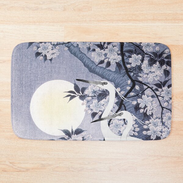 Item preview, Vintage Japanese Cold five Egrets, Small White Herons In Bright Cold Moonlight designed and sold by TrulyEpoque.