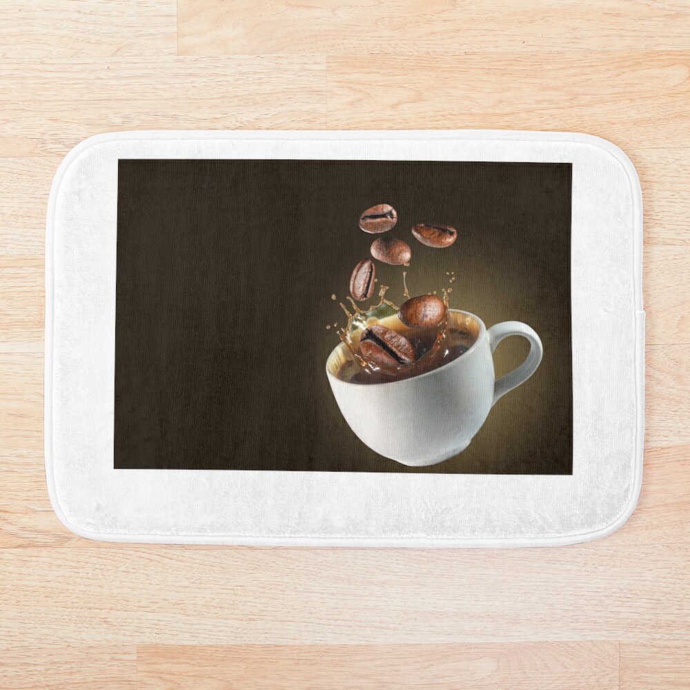 Premium Photo  Coffee beans drop on splash coffee cup background